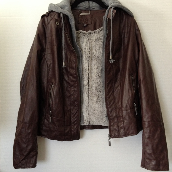 J-2 Hooded Faux-Leather Moto Jacket - M - Picture 4 of 7